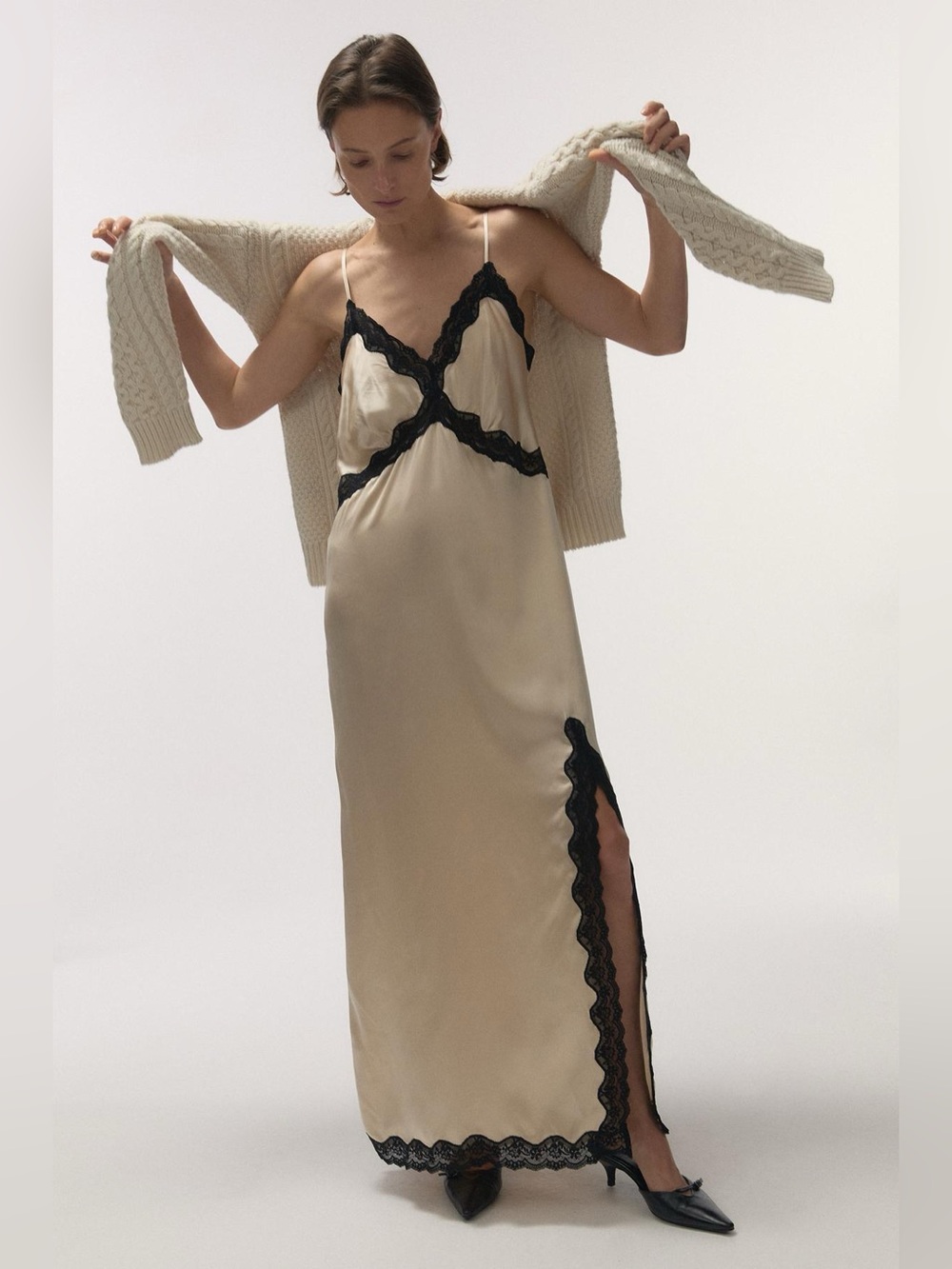Love Stories Mist Silk Slip Dress Small